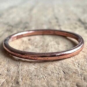 Raw Copper Round Ring Band Polished Stacking Ring UNSEALED UNCOATED - Unisex